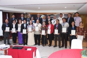 The representatives of the universities which qualified for the CHED Incentive Program pose together after the “Night of Excellence”.