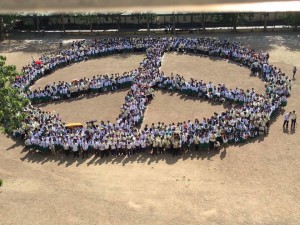 Human World Peace sign formed at the University of San Jose - Recoletos grounds