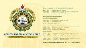 schedule, enrollment, enrolment, cebu, university, school, college, 2023, 2024, first semester, august, new school year, academic year, college enrollment schedule